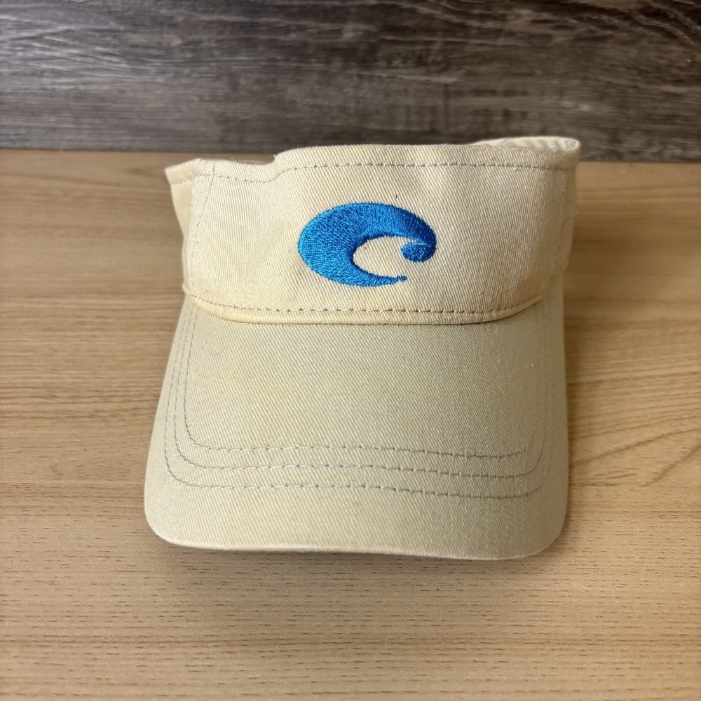 Costa Hat Cap Strap Back Tan Blue Embroidered Wave Fishing Outdoor Mens Logo